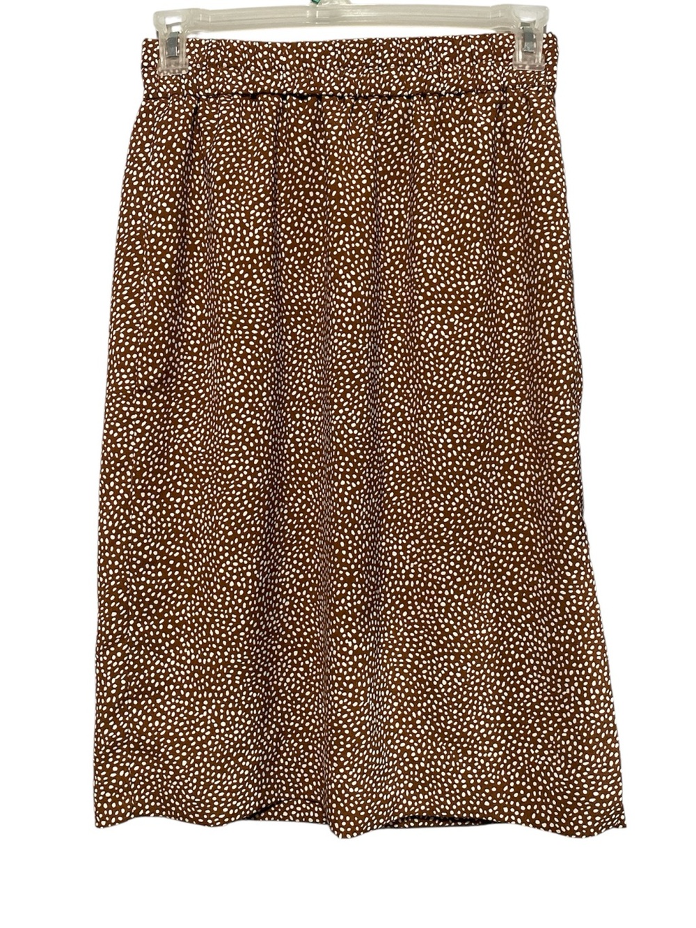 J.Crew Brown Animal Print Pull-On Midi Skirt Small Elastic Waist Pockets Causal